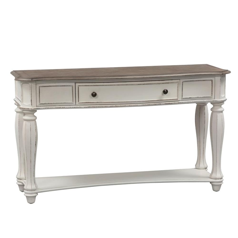 Antique White Wood Sofa Table with 1 Drawer and 1 Shelf E37300