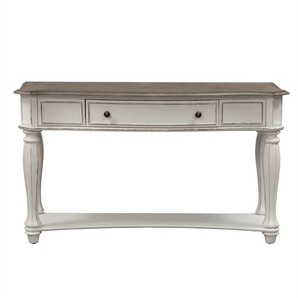 Antique White Wood Sofa Table with 1 Drawer and 1 Shelf E37300