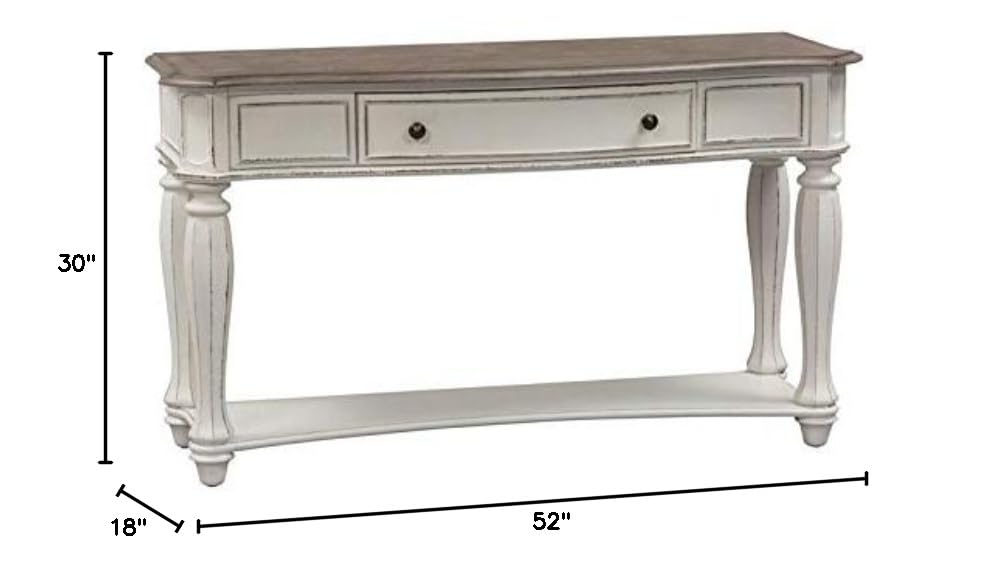 Antique White Wood Sofa Table with 1 Drawer and 1 Shelf E37300