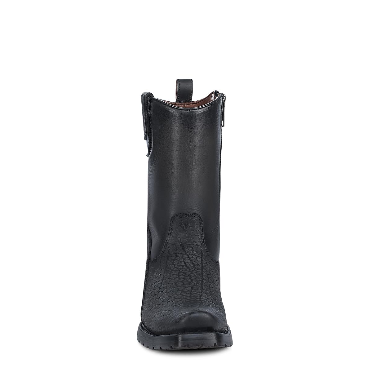Dark gray Leather Side Zipper Western Boots U949392