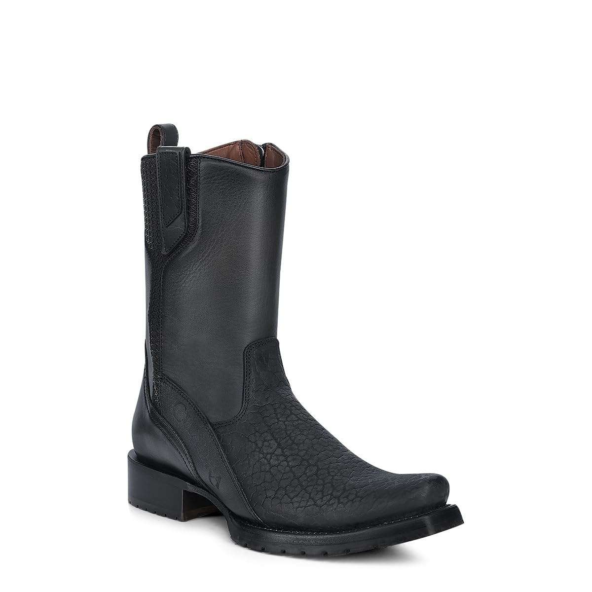 Dark gray Leather Side Zipper Western Boots U949392