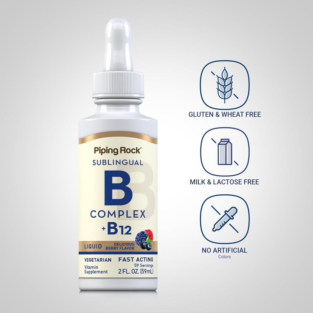 Vitamin B Complex with B12 Liquid Drops 1200 mcg 2 oz H9933