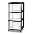 3 Tier Medium Storage Stroller, Black Frame with Clear Drawer U8240