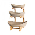 3-Tier Ceramic Fruit Basket with Bamboo Tray Q551