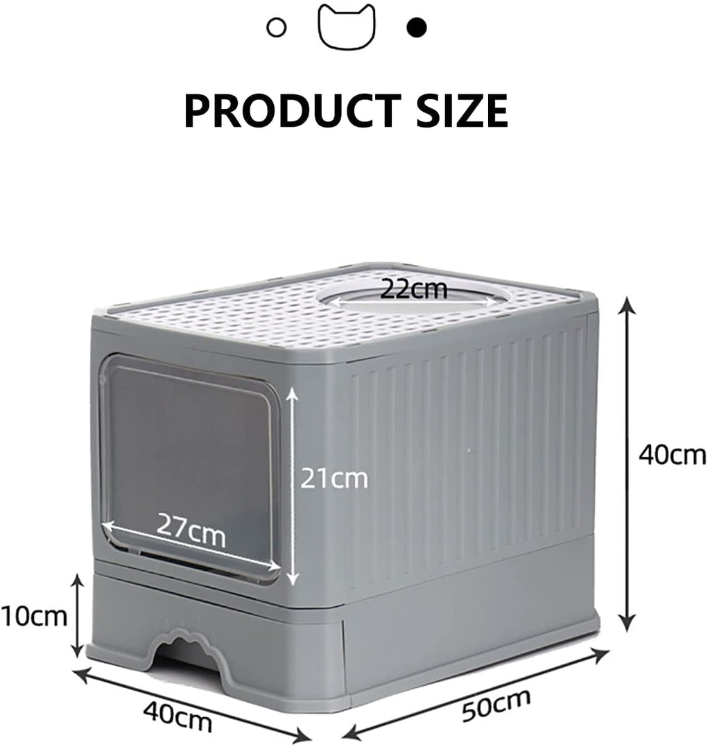 Foldable Top Entry Cat Litter Box with Lid and Scoop I80840