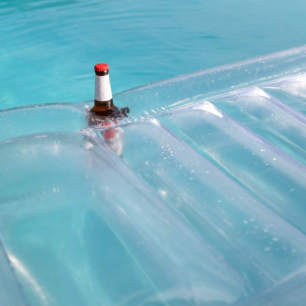 Transparent Inflatable Chaise Pool Float with Cup Holder B202289