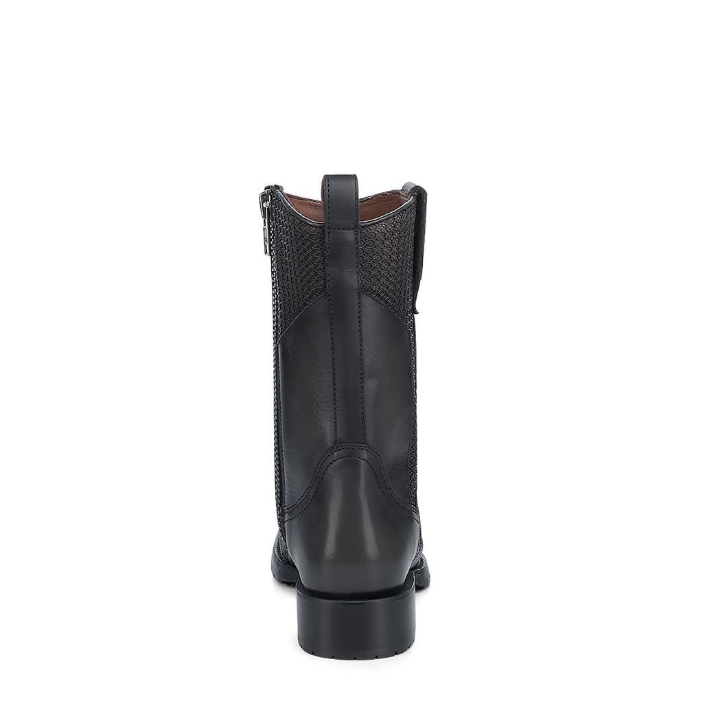 Dark gray Leather Side Zipper Western Boots U949392