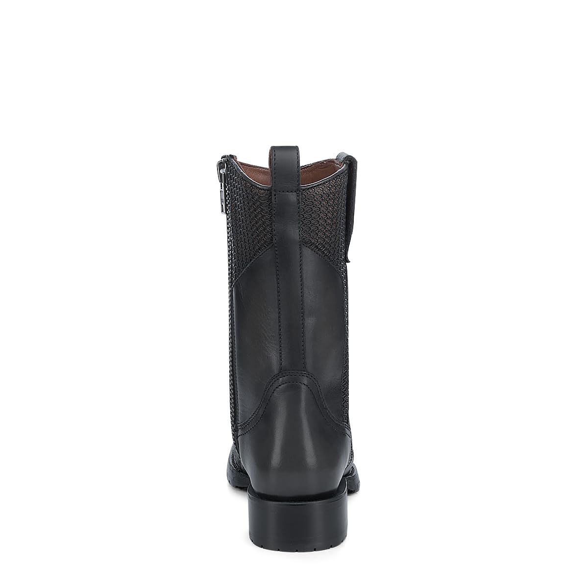 Dark gray Leather Side Zipper Western Boots U949392