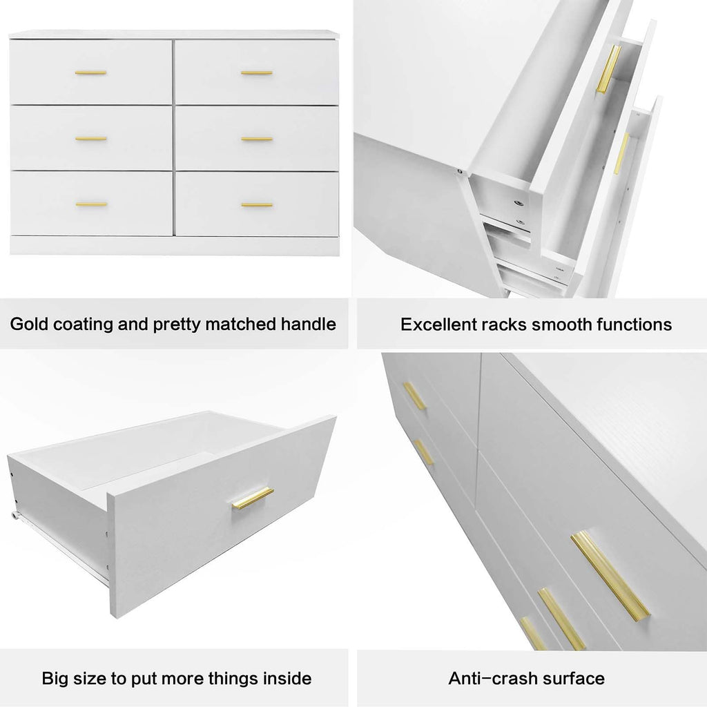 White 6 Drawer Dresser N4870