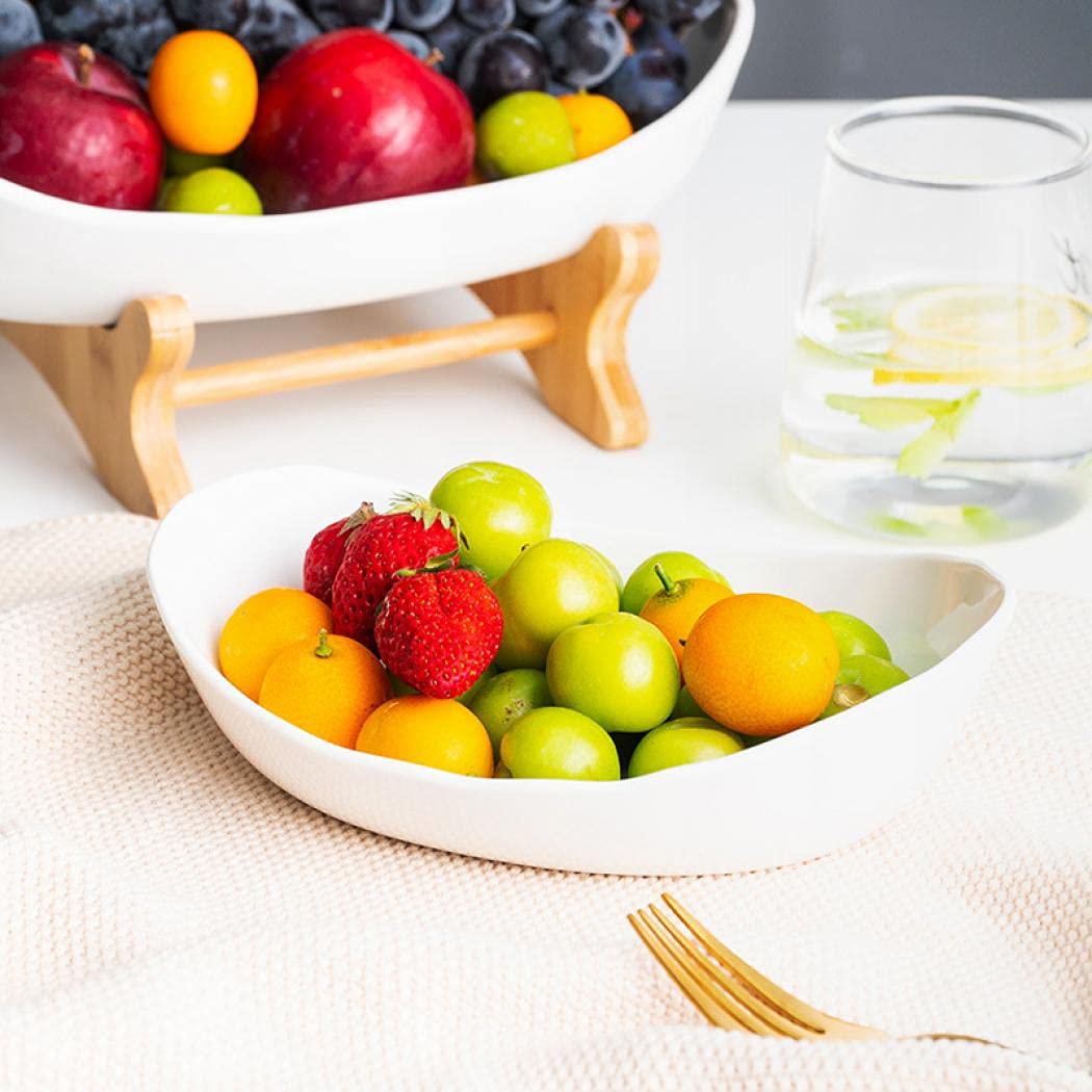 3-Tier Ceramic Fruit Basket with Bamboo Tray Q551