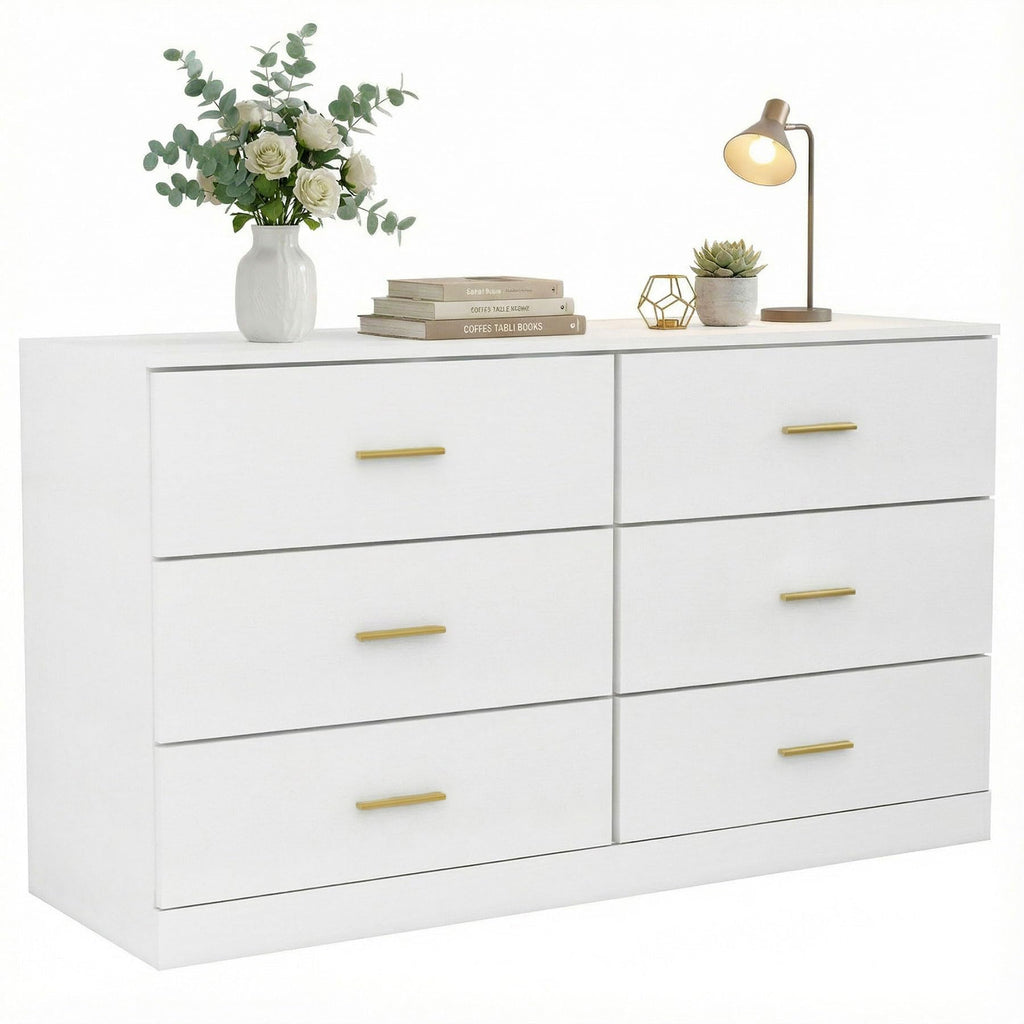 White 6 Drawer Dresser N4870