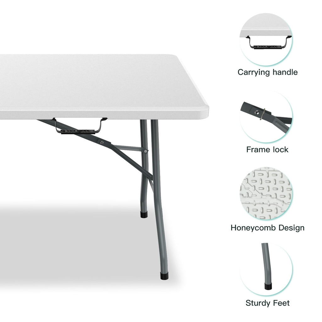 6 ft Portable Folding Table, Waterproof Top, 330 lb Capacity G1657