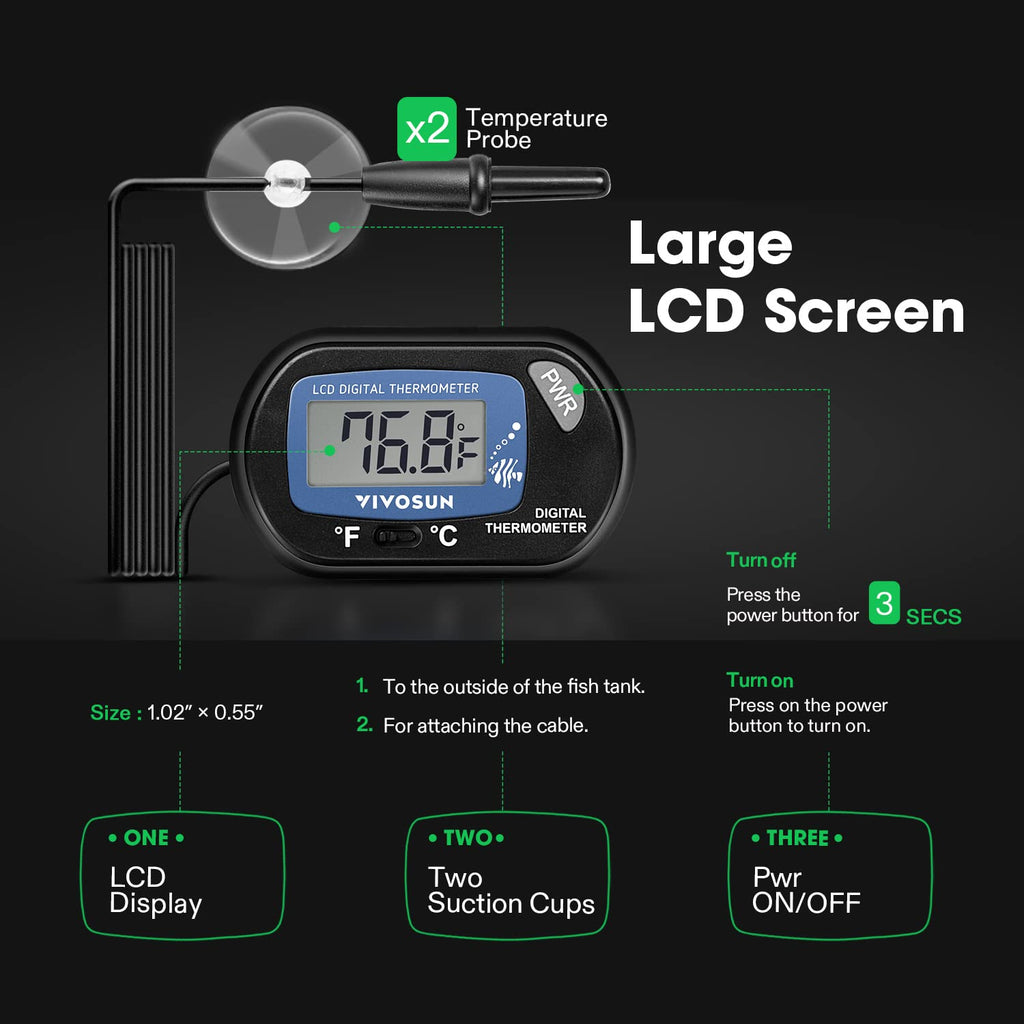 2-Pack LCD Digital Aquarium Thermometer T873767