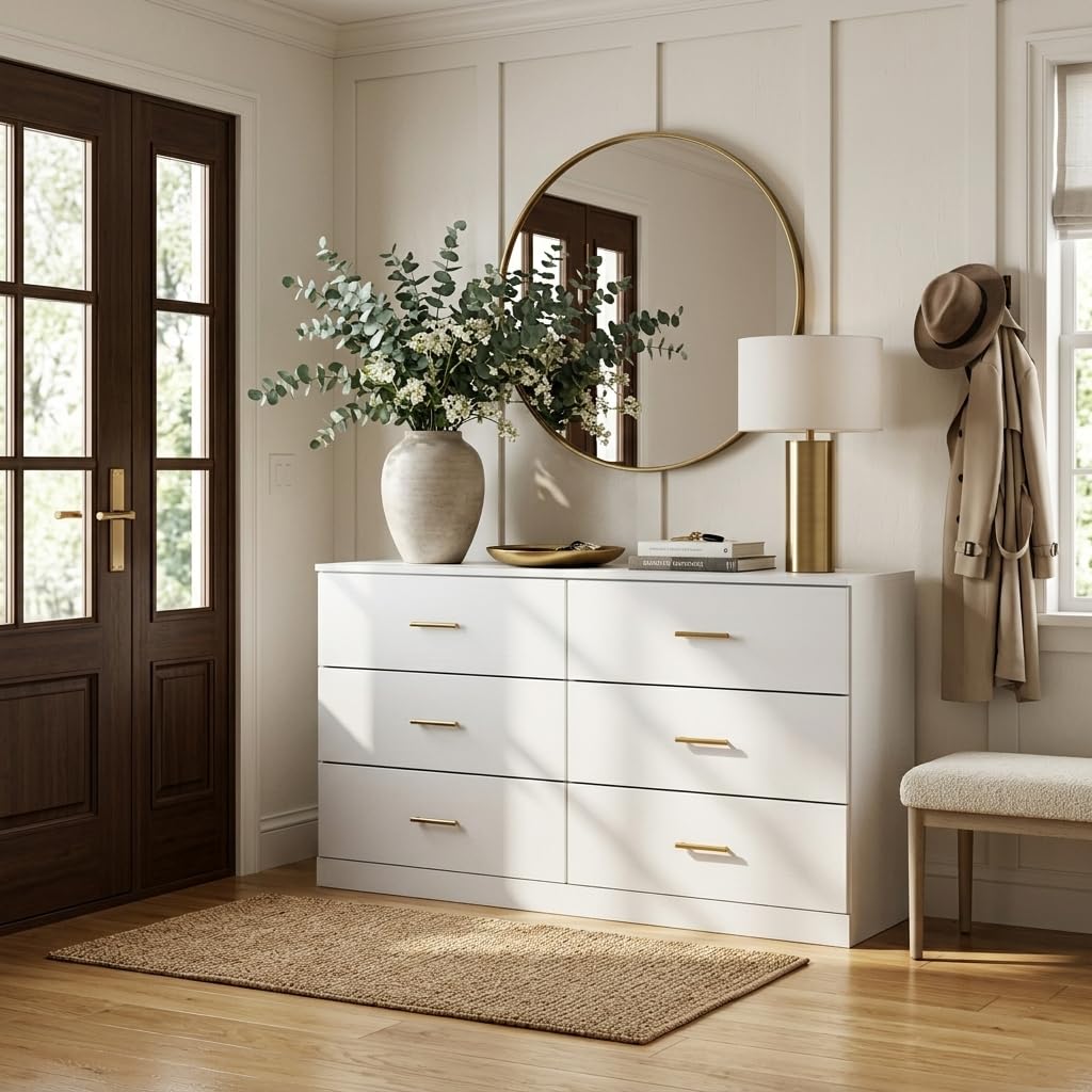 White 6 Drawer Dresser N4870
