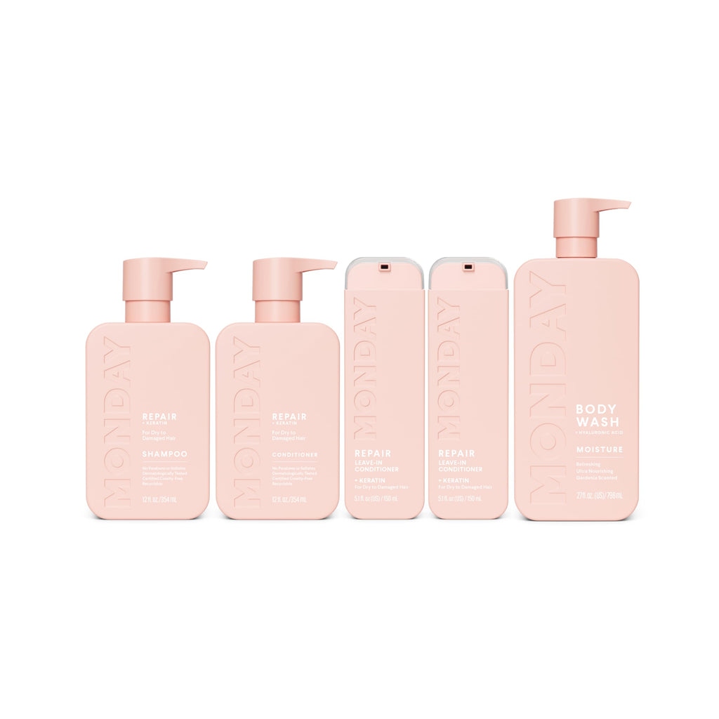Repair Shampoo and Conditioner Set, Moisture Body Wash, Leave-in Conditioner L24954