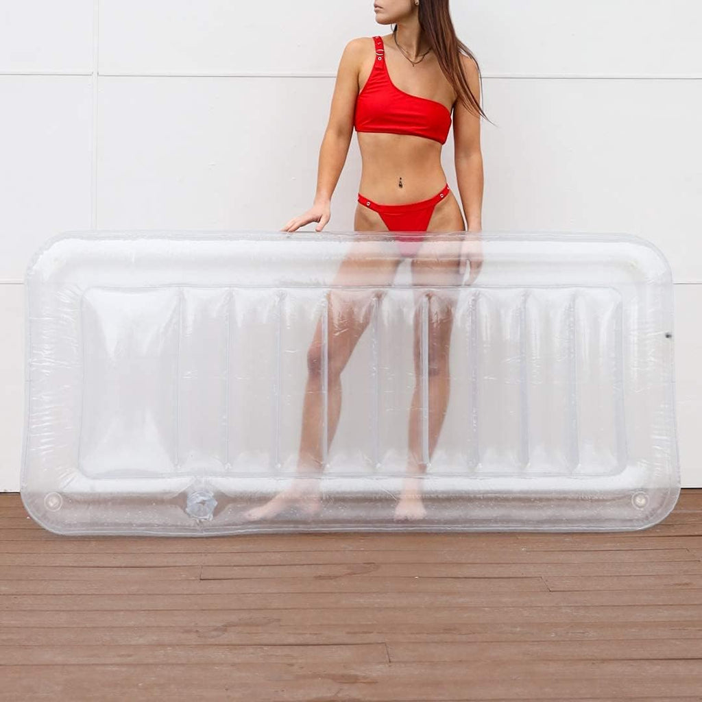 Transparent Inflatable Chaise Pool Float with Cup Holder B202289