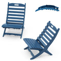Blue HDPE Plastic Folding Adirondack Chair Set of 2 U496266