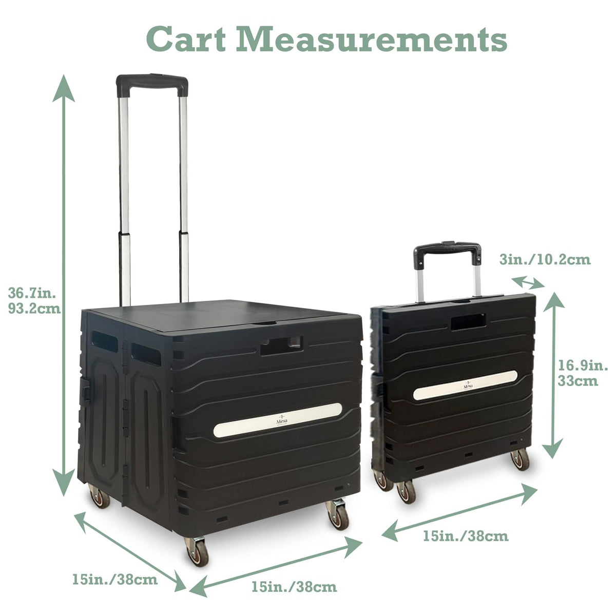 Collapsible Folding Utility Cart with 360° Wheels, Black X516315