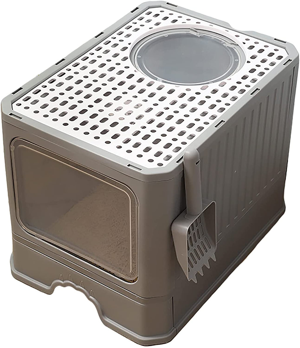 Foldable Top Entry Cat Litter Box with Lid and Scoop I80840