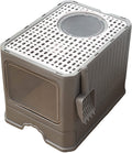 Foldable Top Entry Cat Litter Box with Lid and Scoop I80840