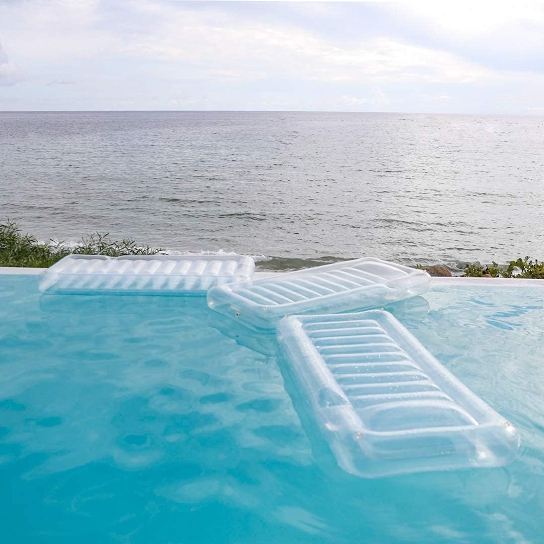 Transparent Inflatable Chaise Pool Float with Cup Holder B202289