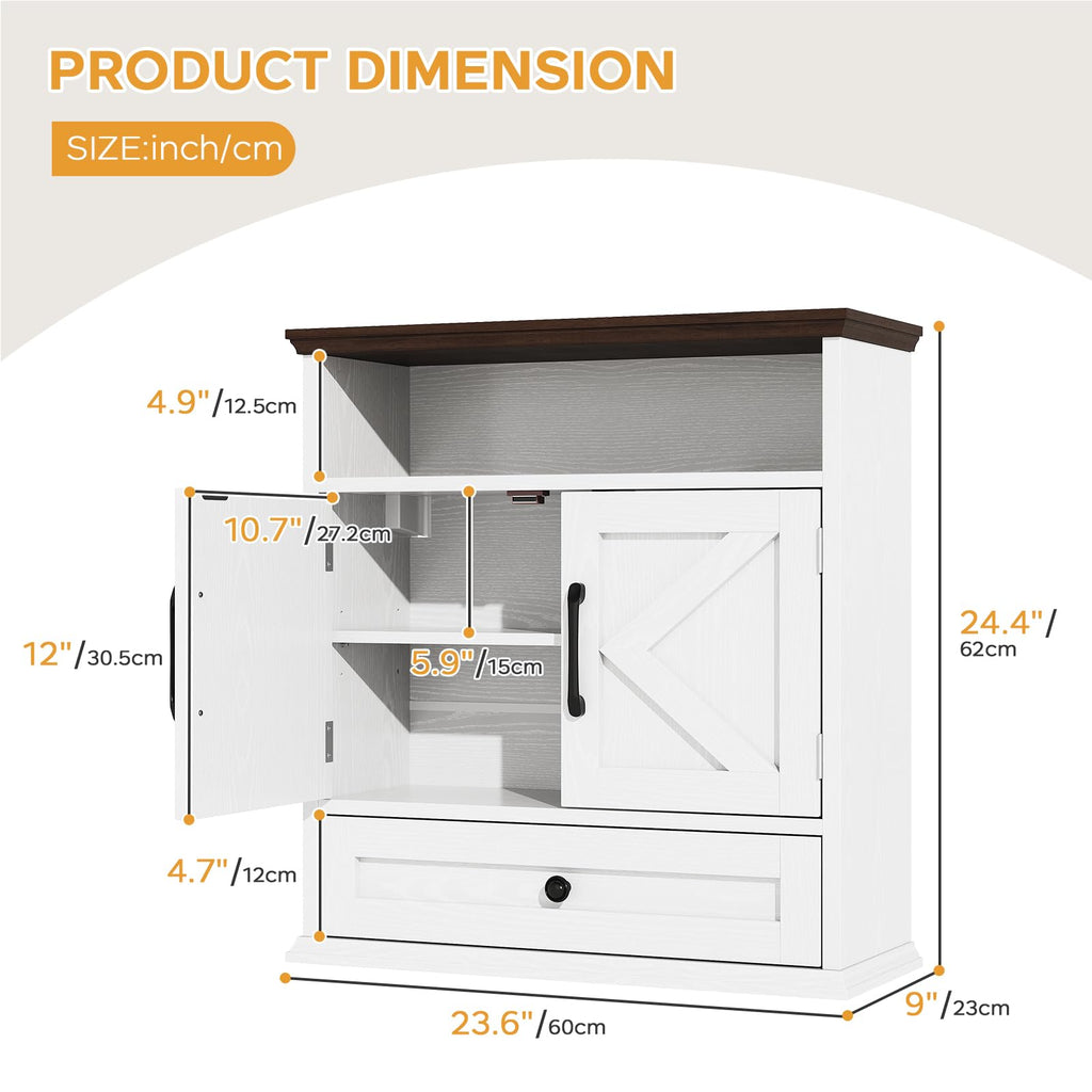 Wall Mounted Bathroom Cabinet 24.4"H x 23.6"W x 9"D W669154