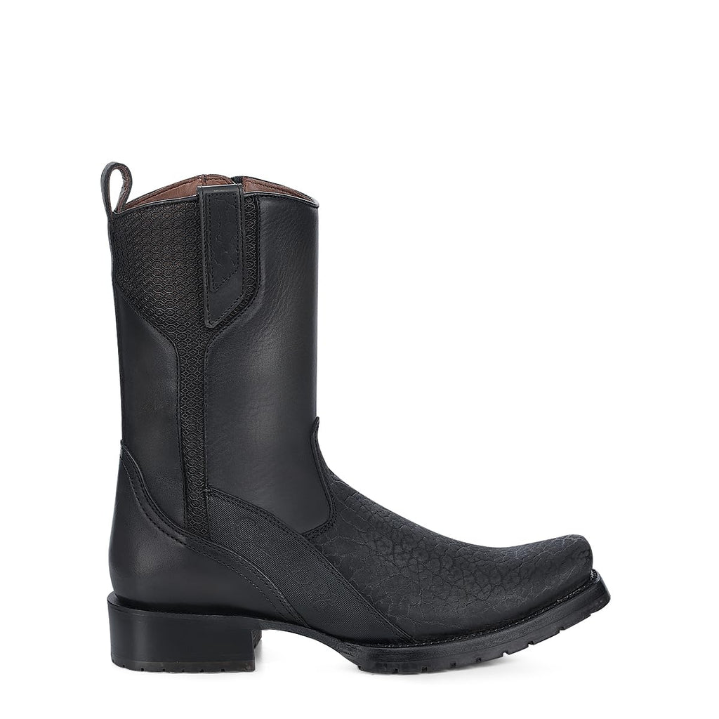 Dark gray Leather Side Zipper Western Boots U949392