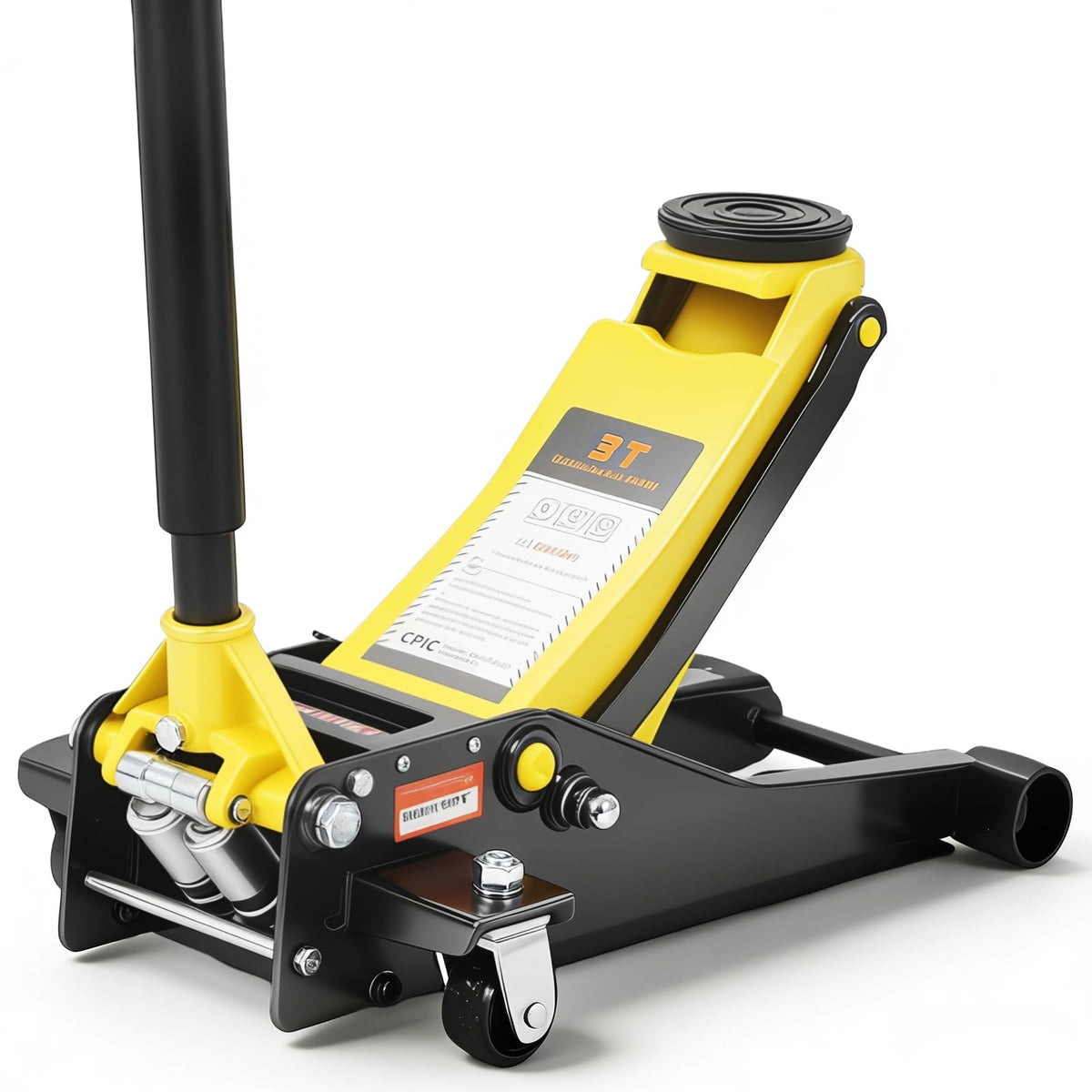 3 Ton Low Profile Hydraulic Floor Jack with Dual Piston Quick Lift Pump Steel Yellow O52012