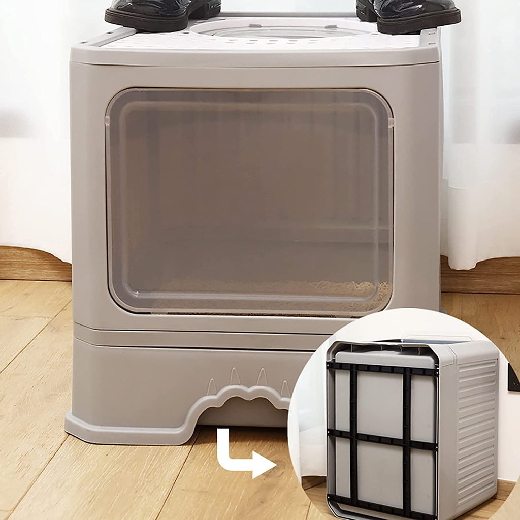 Foldable Top Entry Cat Litter Box with Lid and Scoop I80840