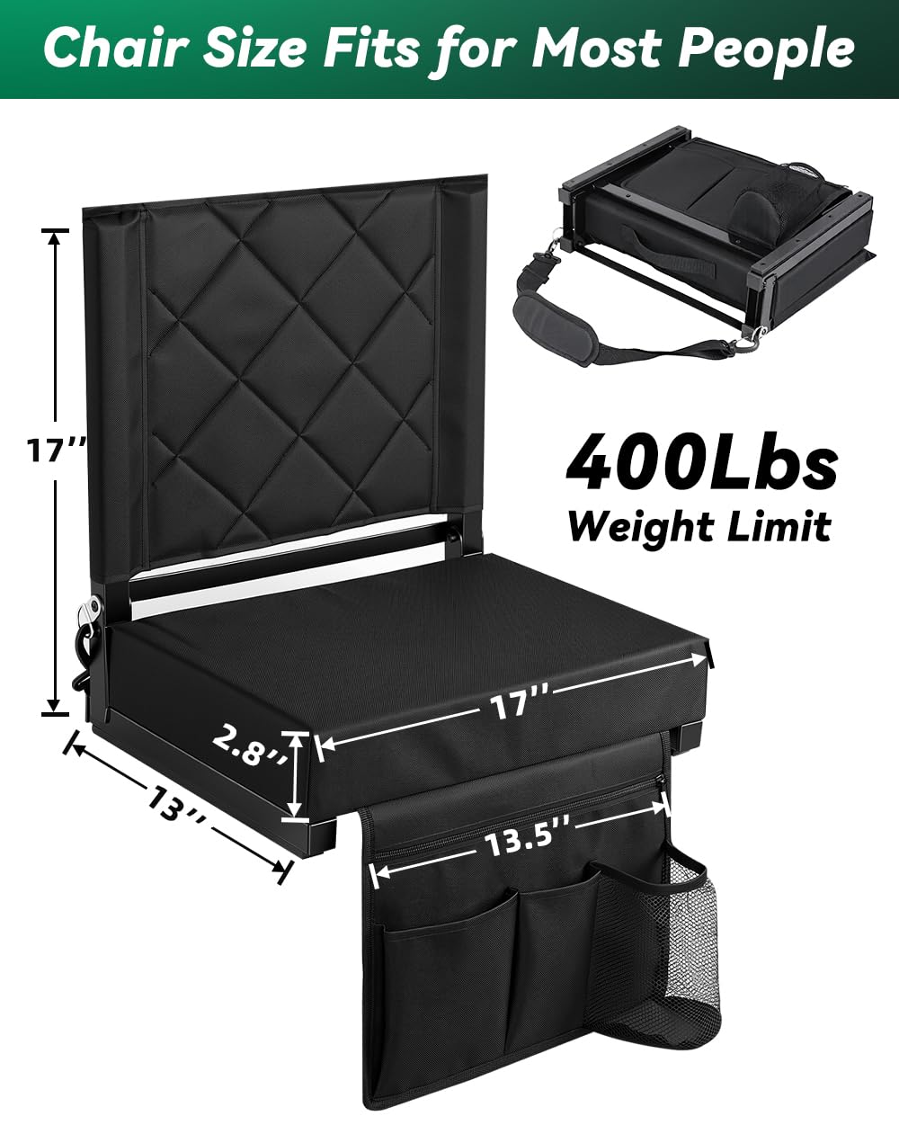 Stadium Seat with Back Support Black J25644