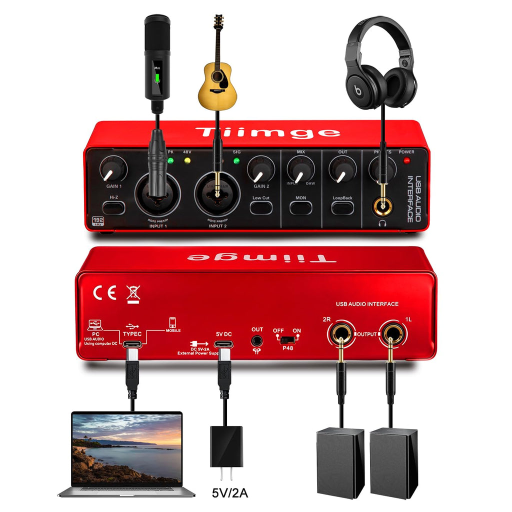 USB Audio Interface with 48V Phantom Power, 24Bit/192kHz, XLR/TRS Inputs V827