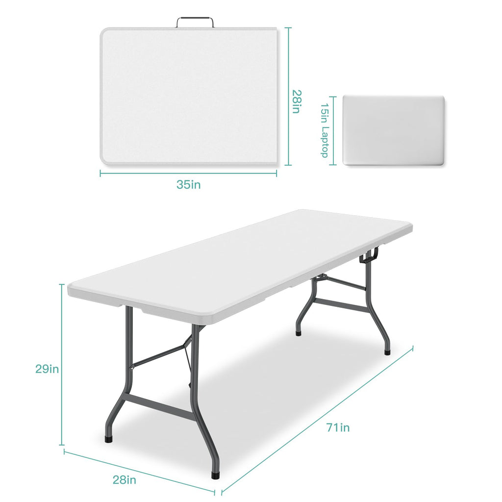 6 ft Portable Folding Table, Waterproof Top, 330 lb Capacity G1657