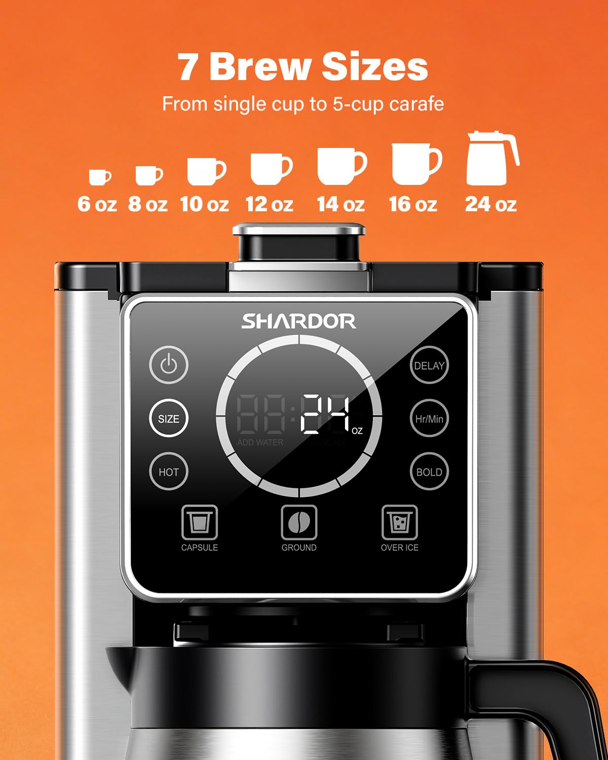 Single Serve & Carafe Coffee Maker, 6-24oz, Thermal Carafe O65982