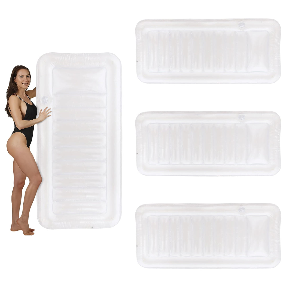 Transparent Inflatable Chaise Pool Float with Cup Holder B202289