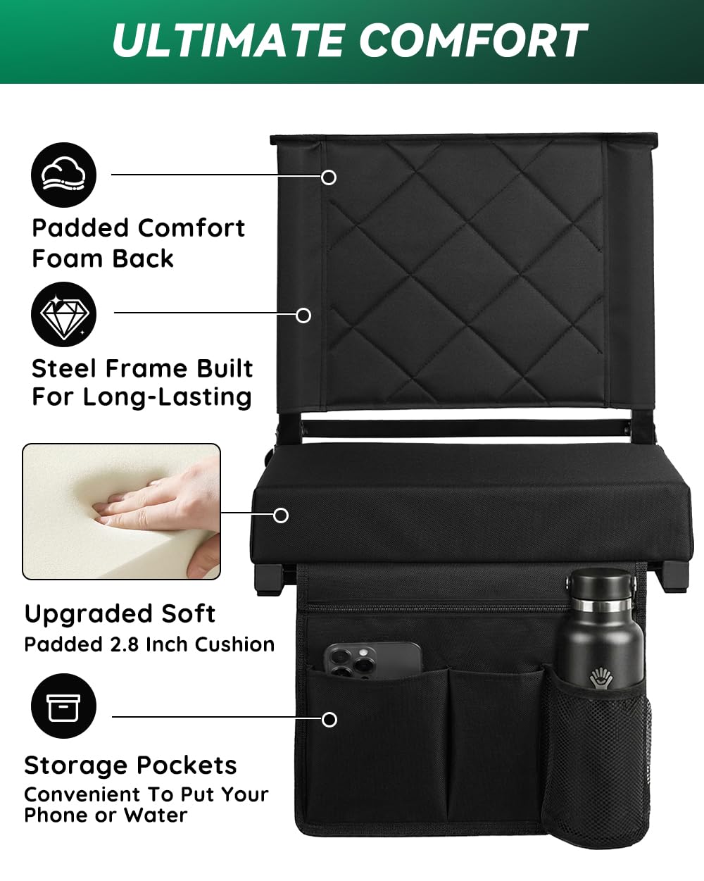 Stadium Seat with Back Support Black J25644
