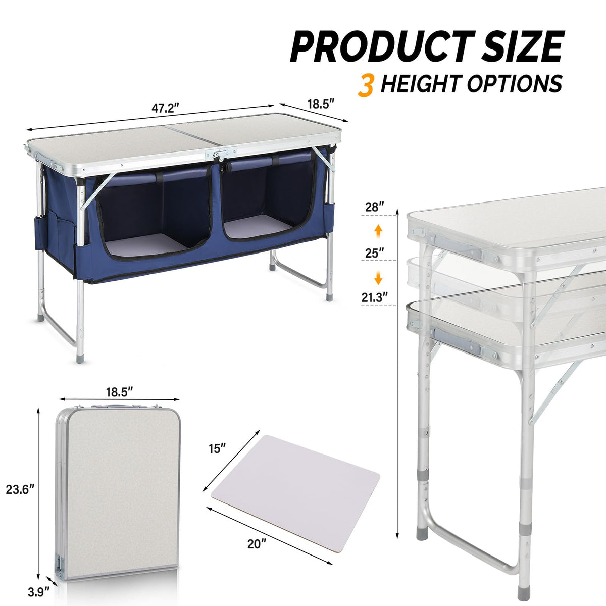 4 Ft White Aluminum Folding Camping Table W524