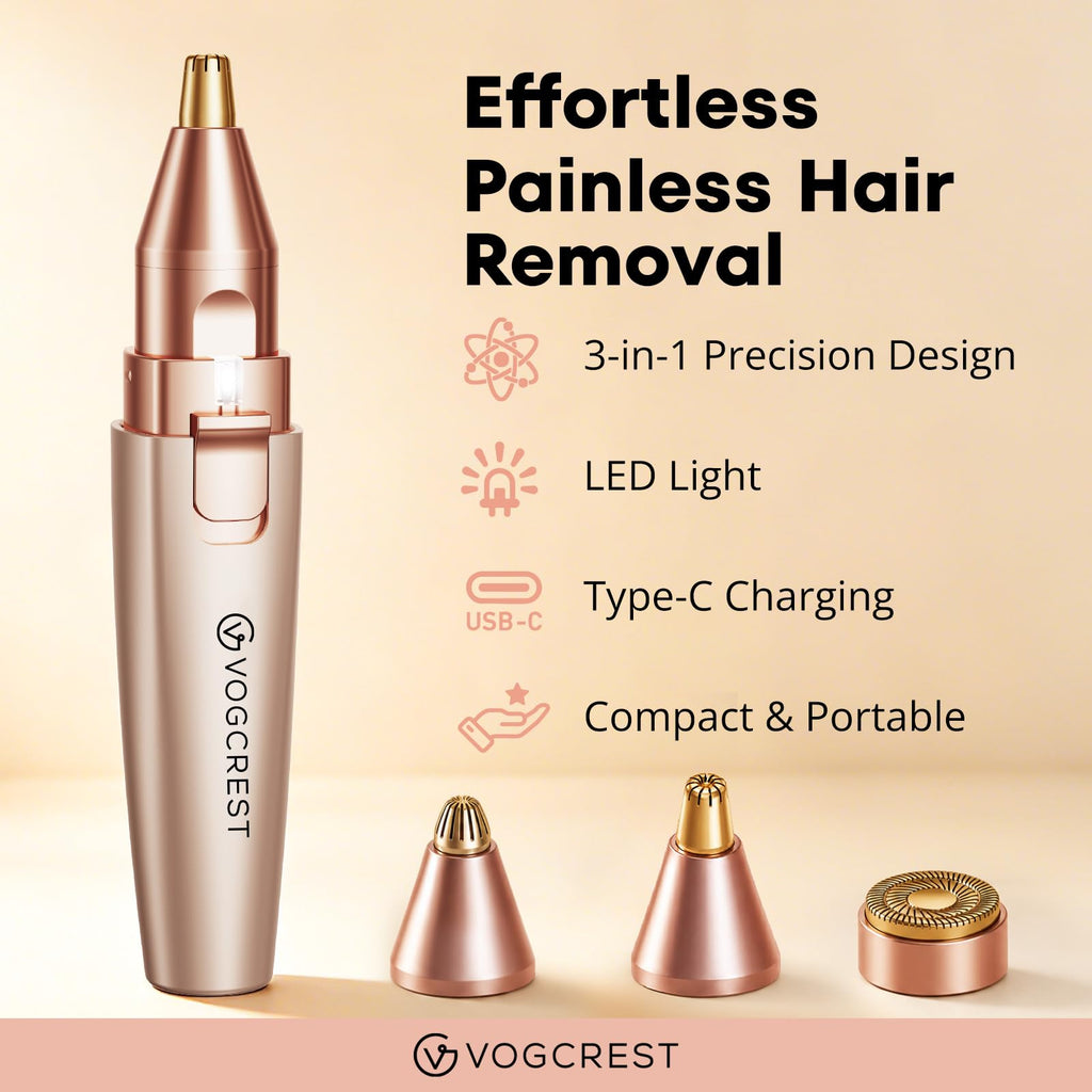 Nose Hair Trimmer 3 in1 Rechargeable Facial Hair Removal & Eyebrow Shaver Q34867