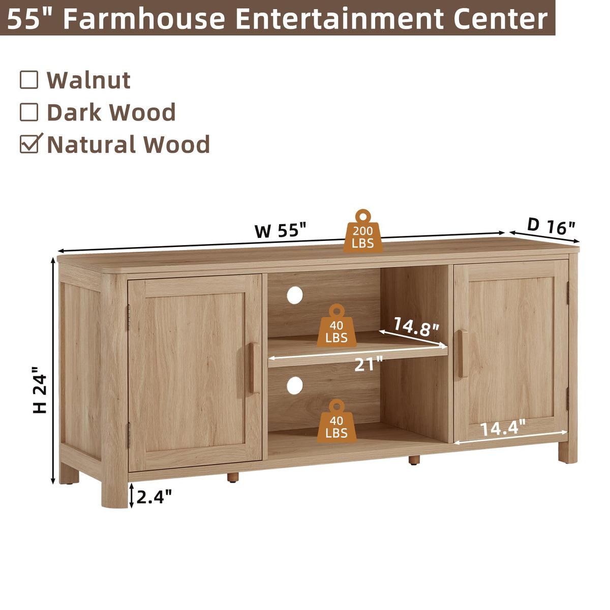 55" Natural Oak Tv Stand F948416