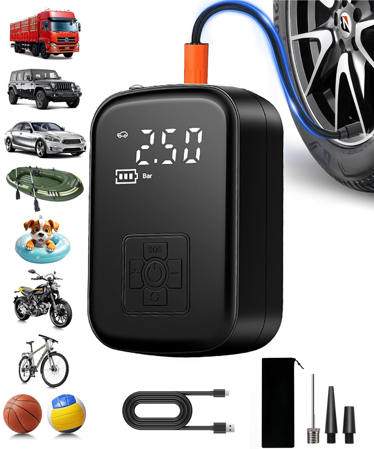 150 PSI Portable Air Compressor Tire Inflator with Pressure Gauge G17416