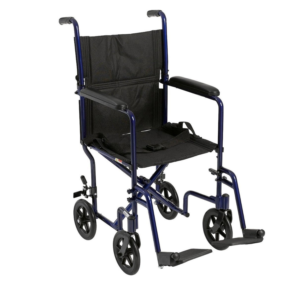 Blue Transport Wheelchair with Swing-Away Footrest M2851