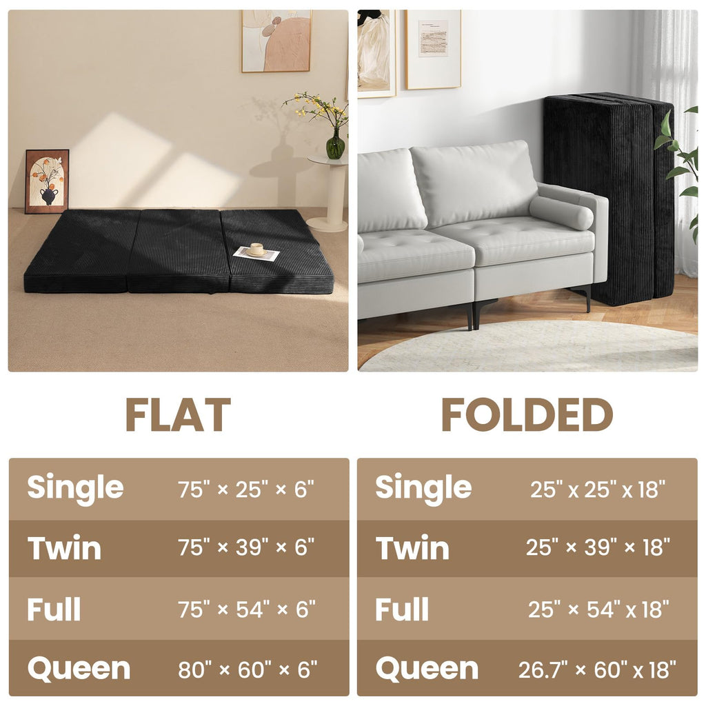 6-Inch Single Size Tri-Fold Memory Foam Mattress Z454