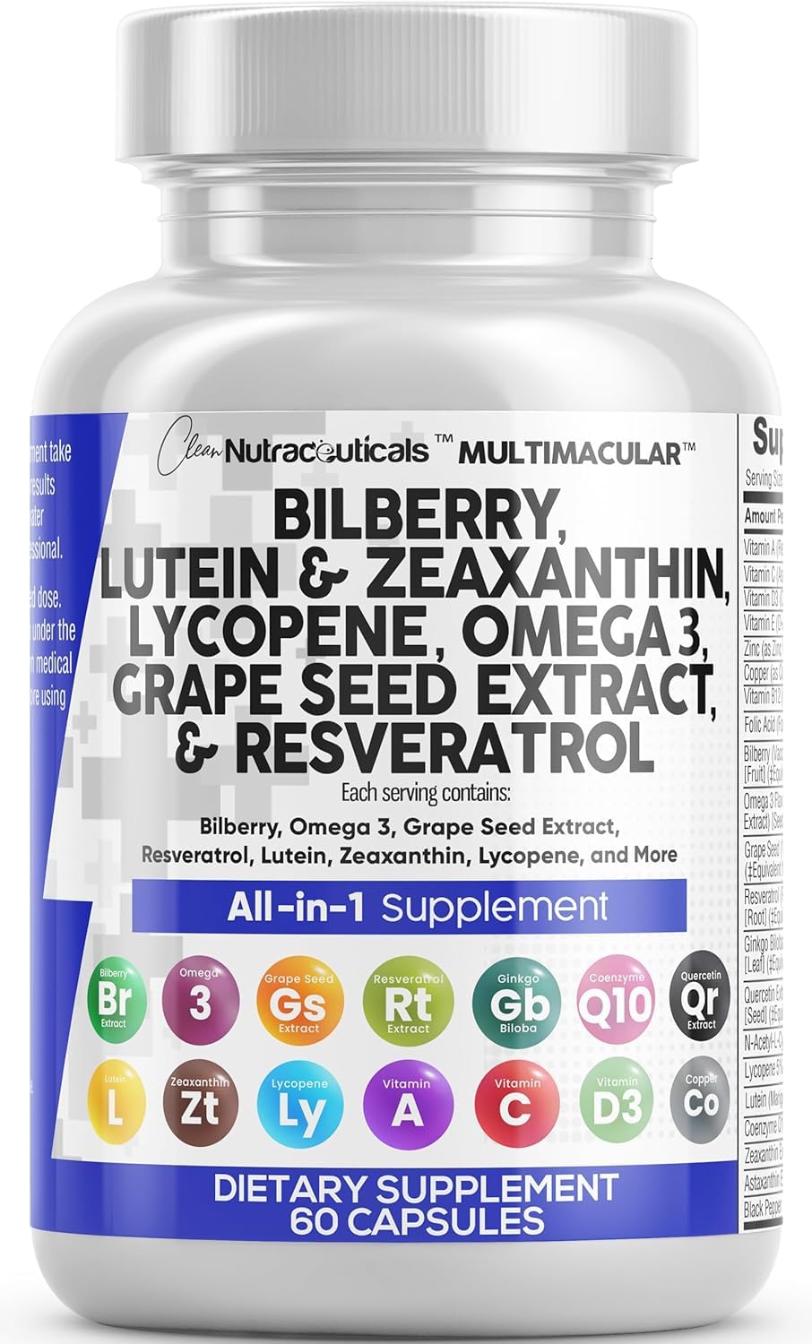 Eye Vitamins with Bilberry Lutein Zeaxanthin Supplement Y3070