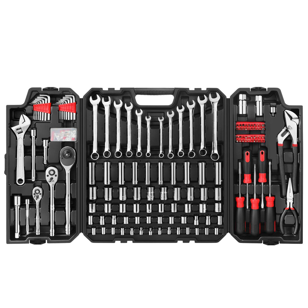 248 Pieces Mixed Sockets and Wrenches Hand Tool Set with Storage Case J145040