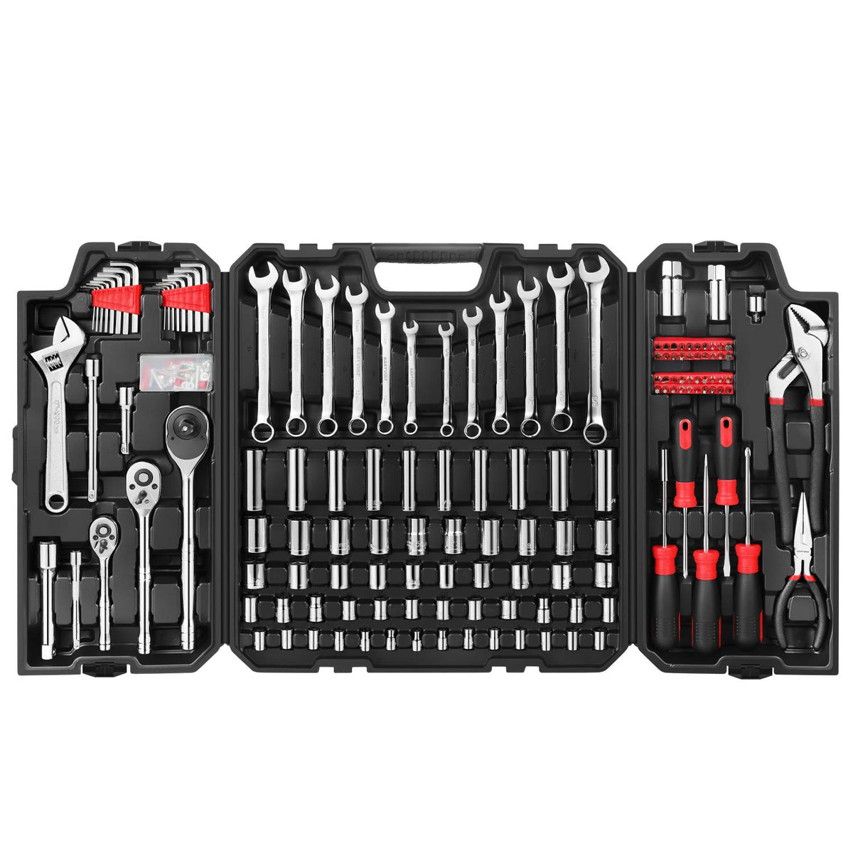 248 Pieces Mixed Sockets and Wrenches Hand Tool Set with Storage Case J145040