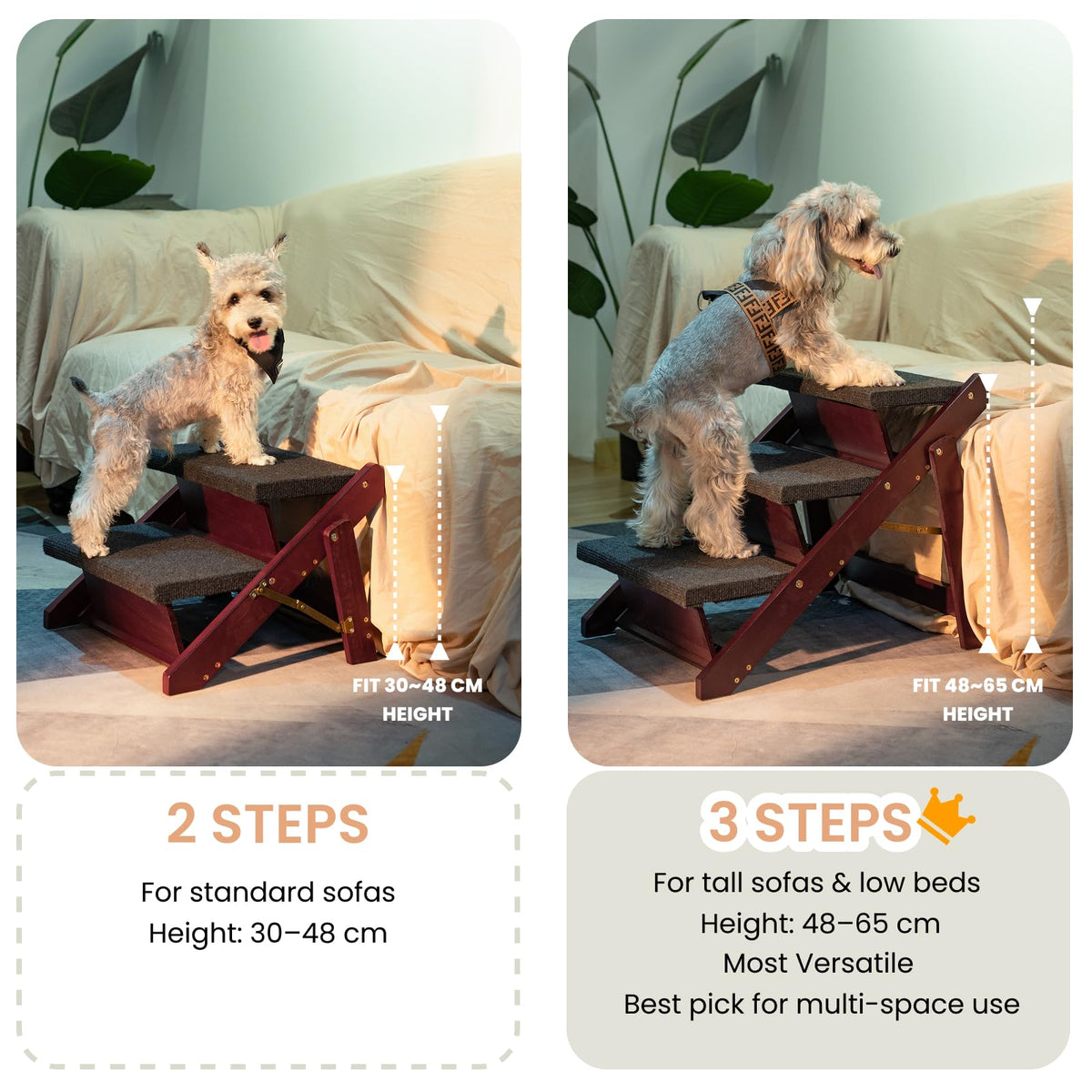 Wooden 4 Step Foldable Pet Stairs W269