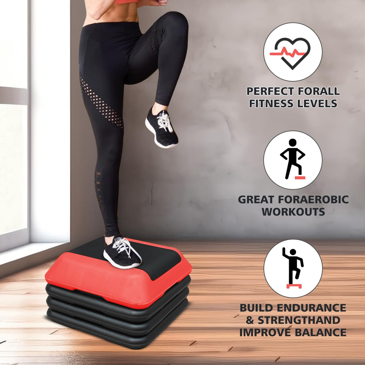 16"x16" Adjustable Exercise Aerobic Step Platform with 4 Risers W955