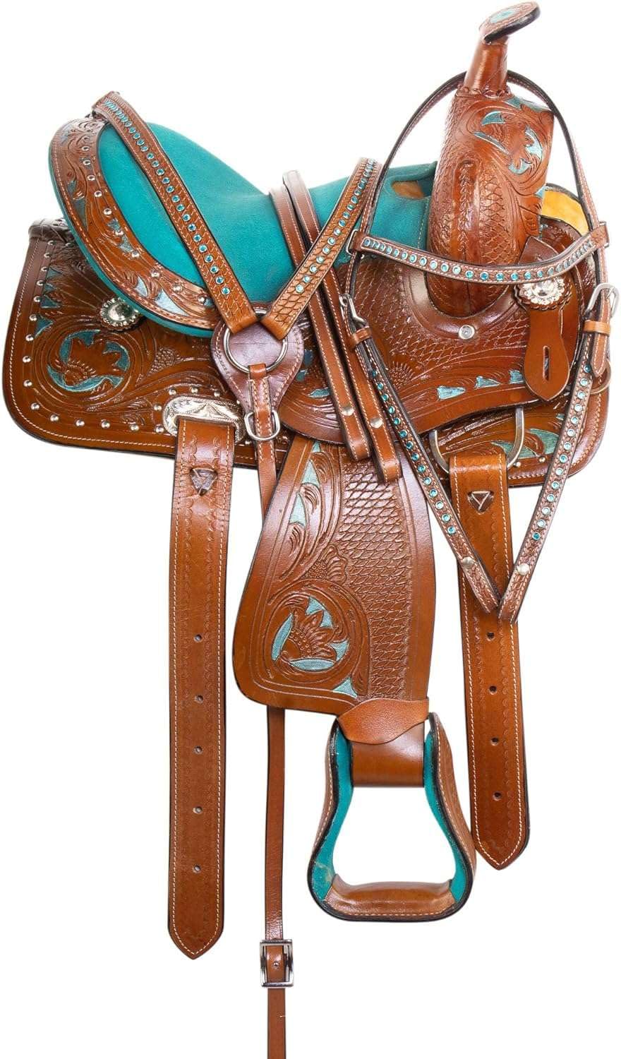 Leather Barrel Saddle with Headstall, Reins and Breast Collar X630118