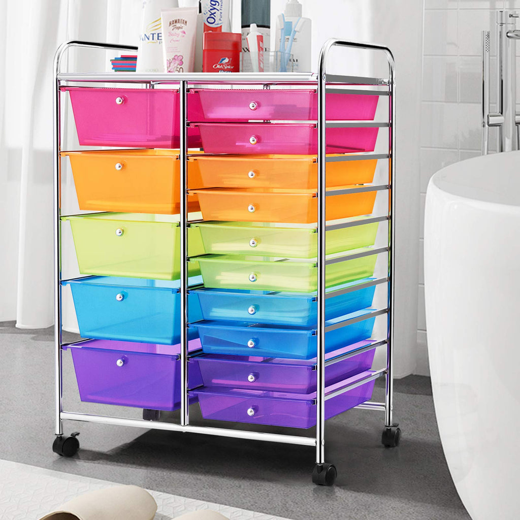 15 Drawer Rolling Storage Cart with Removable Drawers L19534