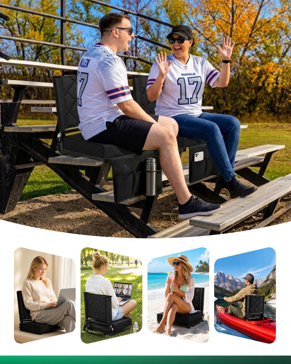 Stadium Seat with Back Support Black J25644