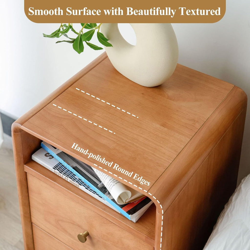 Solid Wood 2 Drawer Narrow Nightstand X824